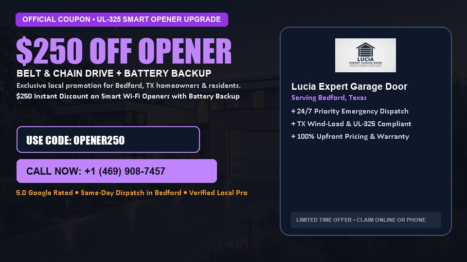 Lucia Expert Garage Door $250 OFF Premium LiftMaster Opener Installation